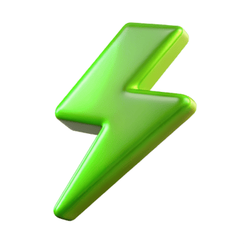 impressive traditional Neon Green Lightning Bolt Isolated on Transparent Background premium png