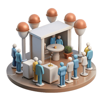 vibrant vintage Networking Event Scene with People Silhouettes Isolated premium png