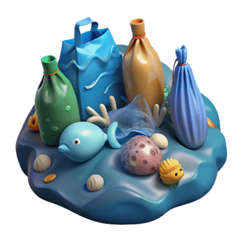 beautiful modern Ocean Pollution Plastic Bags Transparent Background professional png