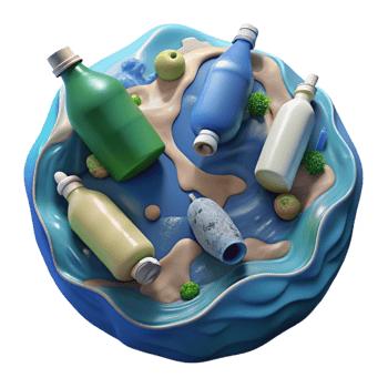 serene modern Ocean Pollution Plastic Bottles Transparent Background high resolution png