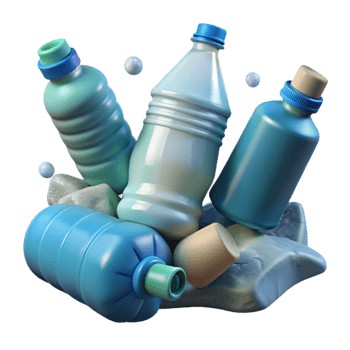 impressive vintage Ocean Pollution Plastic Bottles Transparent Background detailed png