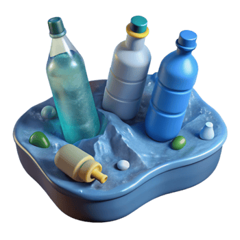 serene vintage Ocean Pollution Plastic Bottles Transparent Background exclusive png