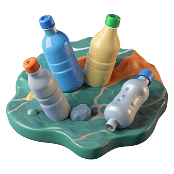 dramatic artistic Ocean Pollution Plastic Bottles Transparent Background genuine png