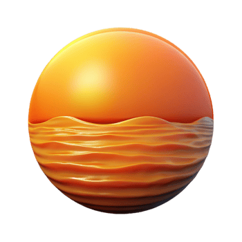 serene modern Ocean Sunset Orange Hues Isolated detailed png
