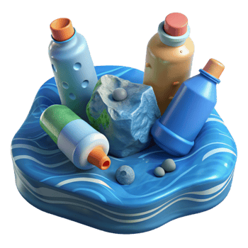 stunning abstract Ocean Pollution Plastic Bottles Transparent Background genuine png