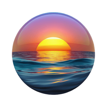 stunning artistic Ocean Sunset Vibrant Colors Calm Waters Transparent Background high quality png