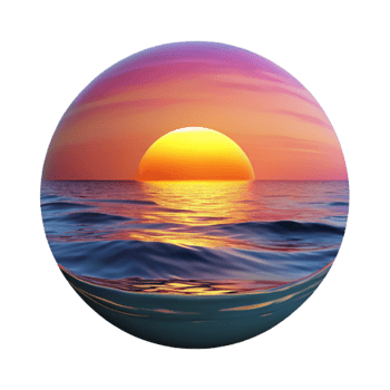 beautiful rustic Ocean Sunset Vibrant Colors Calm Waters Transparent Background high resolution png