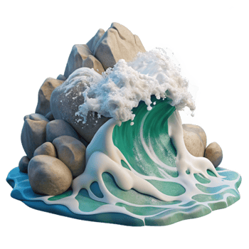 vibrant artistic Ocean Waves Crashing on Shore Transparent Background high quality png