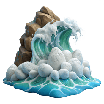 dramatic vintage Ocean Waves Crashing on Shore Transparent Background high quality png