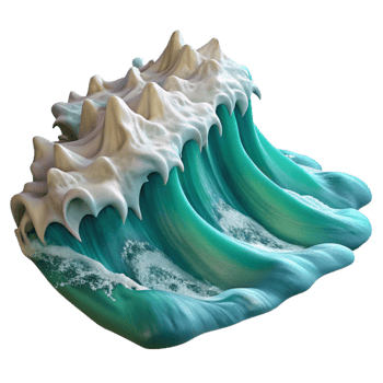 elegant abstract Ocean Waves Crashing on Shore Transparent Background premium png
