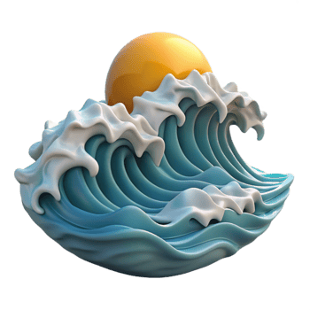 magnificent contemporary Ocean Waves with Sunlight Cutout detailed png