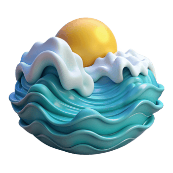 elegant modern Ocean Waves with Sunlight Cutout original png