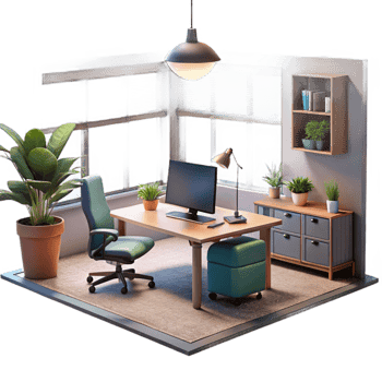 vibrant artistic Office Interior with Natural Light Transparent Background premium png
