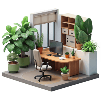 impressive modern Office Interior with Plants Cutout high quality png