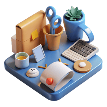 extraordinary creative Office Supplies Scattered on Desk Isolated Element exclusive png