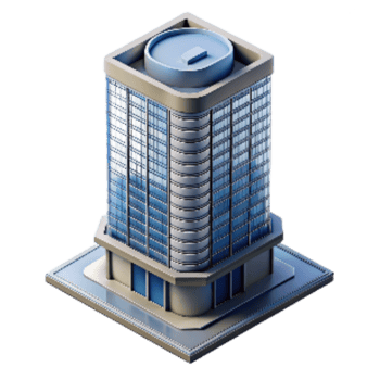 beautiful minimalist Office Tower Skyscraper Top View Transparent Background png