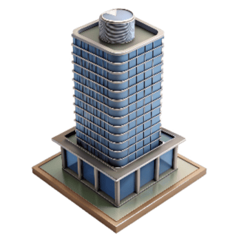 elegant rustic Office Tower Skyscraper Top View Transparent Background genuine png