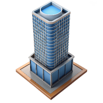 serene traditional Office Tower Skyscraper Top View Transparent Background professional png