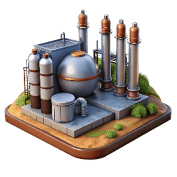 serene abstract Oil Refinery Storage Tanks Landscape Cutout authentic png