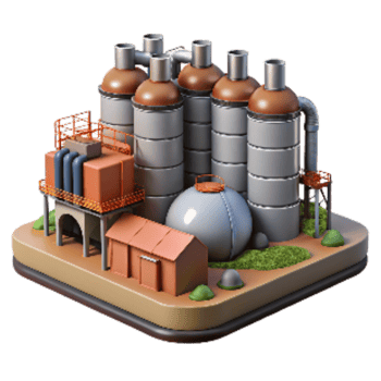 serene artistic Oil Refinery Storage Tanks Landscape Cutout high quality png