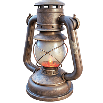 magnificent artistic Old Kerosene Lamp with Glass Chimney Transparent Background high quality png