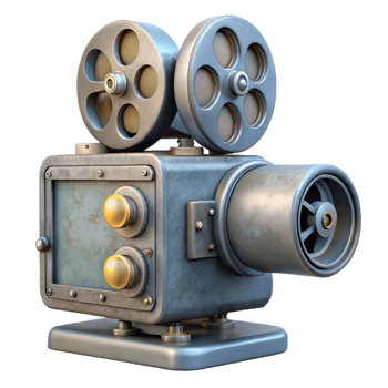 serene traditional Old Movie Projector Side View Isolated png