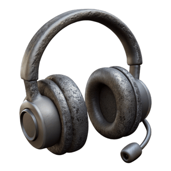 serene minimalist Old Telephone Operator Headset Black Color Isolated Element high resolution png