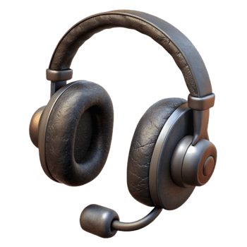 impressive abstract Old Telephone Operator Headset Black Color Isolated Element detailed png