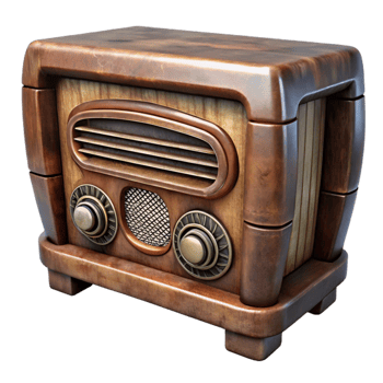 vibrant modern Old Wooden Radio Cabinet Dark Wood Isolated Element genuine png