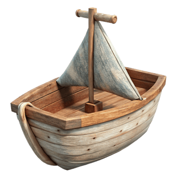 extraordinary artistic Old Wooden Toy Boat with Sail Cutout Image exclusive png
