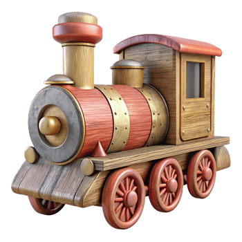 vibrant creative Old Wooden Toy Train Engine Transparent Background premium png