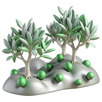magnificent minimalist Olive Grove Silver Green Leaves Hillside Cutout exclusive png
