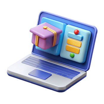 vibrant artistic Online Course Platform Interface on Laptop Screen Isolated authentic png