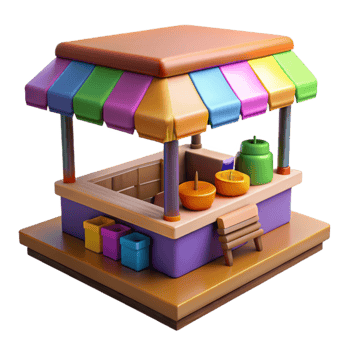 vibrant creative Open Air Market Colorful Stalls Isolated genuine png