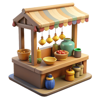 impressive vintage Open Air Market Crafts and Souvenirs Transparent Background high resolution png
