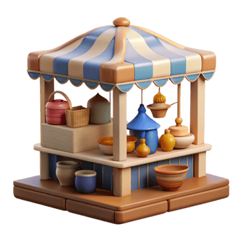 serene contemporary Open Air Market Crafts and Souvenirs Transparent Background png