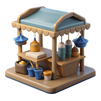 wonderful modern Open Air Market Crafts and Souvenirs Transparent Background premium png