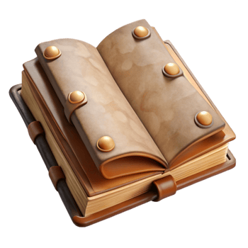 vibrant creative Open Book Antique Leather Bound Cutout on Transparent Background detailed png