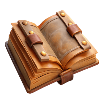 beautiful modern Open Book Antique Leather Bound Cutout on Transparent Background original png