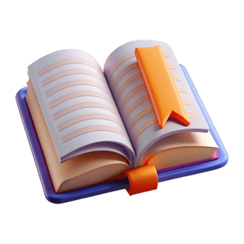 serene creative Open Book with Bookmark Front View Transparent Background exclusive png