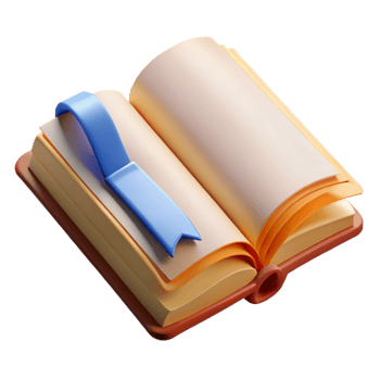 dramatic rustic Open Book with Bookmark Front View Transparent Background detailed png