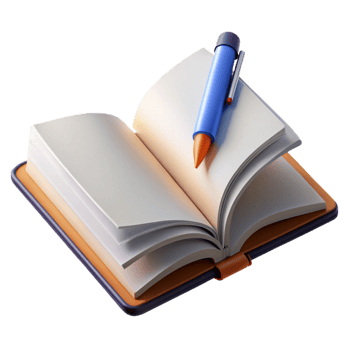 beautiful contemporary Open Book with Pen Top View Transparent professional png