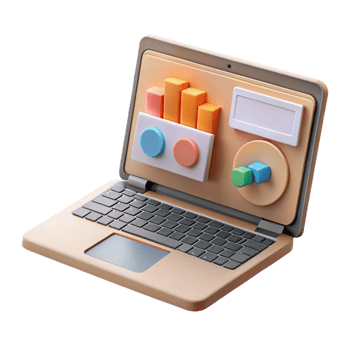 magnificent modern Open Laptop with Presentation Slides Isolated on Transparent Background authentic png