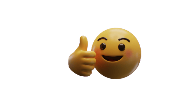 A yellow emoticion with a thumbs up png