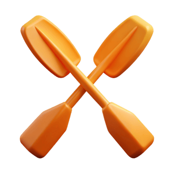 dramatic minimalist Orange Kayak Paddles Crossed Isolated exclusive png
