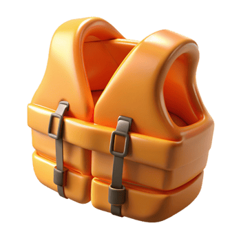 impressive vintage Orange Life Vest Angled View Isolated premium png