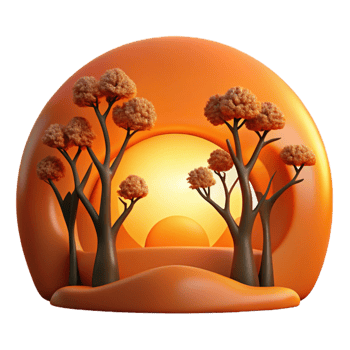 elegant classic Orange Sunset Sky Silhouette Trees Cutout original png
