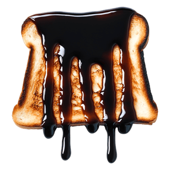 Toast Slice Dripping with Glossy Chocolate Syrup on png
