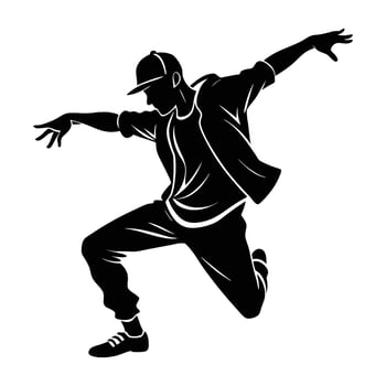A bold hip hop dancer delivering a dramatic chest pop move silhouette vector