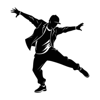 A bold hip hop dancer exhibiting a refined urban pose silhouette vector